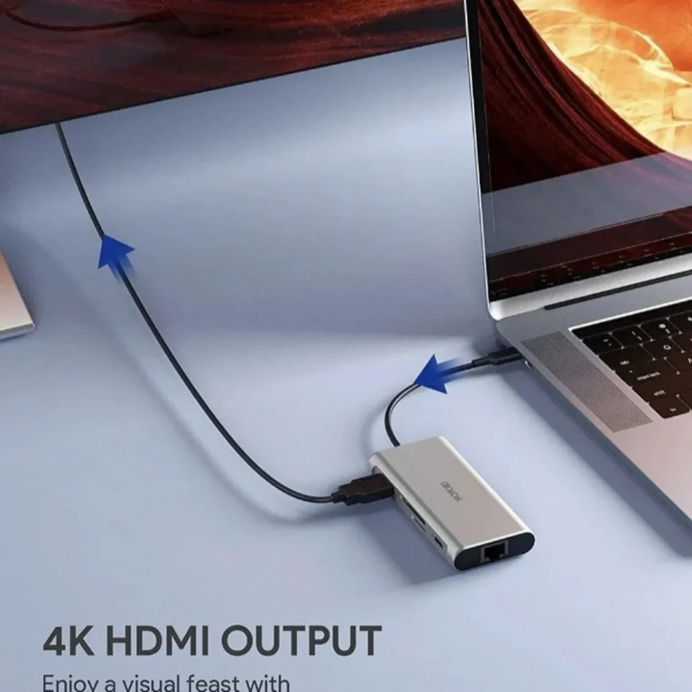 HOYOKI USB C Hub Multiport Adapter 9-in-1 HDMI 4k Ethernet 100w pd